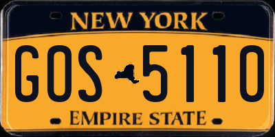 NY license plate GOS5110