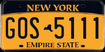 NY license plate GOS5111