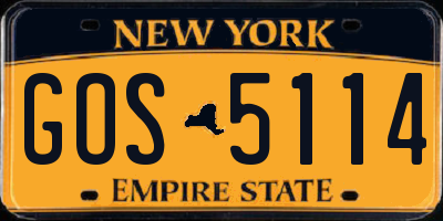 NY license plate GOS5114