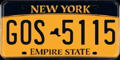 NY license plate GOS5115