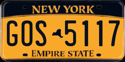 NY license plate GOS5117