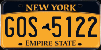 NY license plate GOS5122