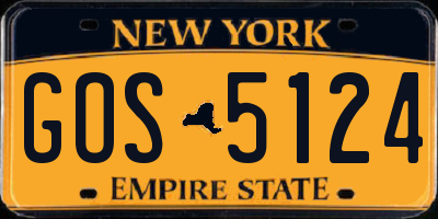 NY license plate GOS5124