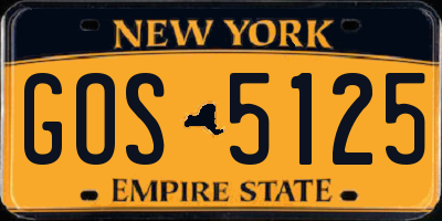 NY license plate GOS5125