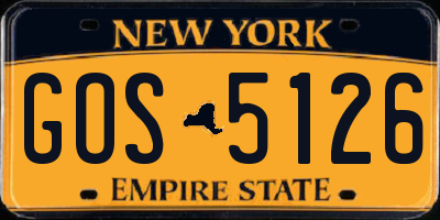 NY license plate GOS5126