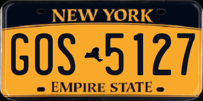 NY license plate GOS5127