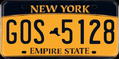 NY license plate GOS5128