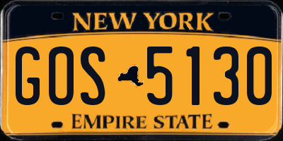 NY license plate GOS5130
