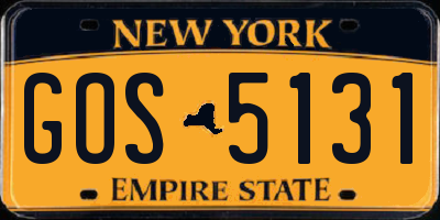 NY license plate GOS5131