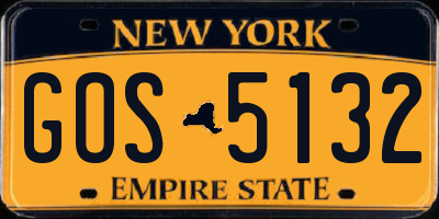 NY license plate GOS5132