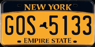 NY license plate GOS5133