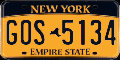 NY license plate GOS5134
