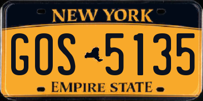 NY license plate GOS5135