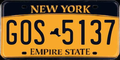 NY license plate GOS5137