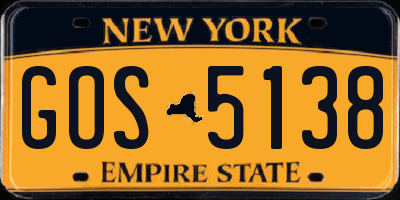 NY license plate GOS5138