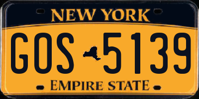 NY license plate GOS5139