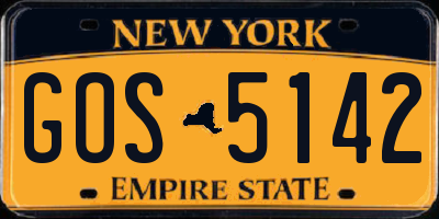NY license plate GOS5142