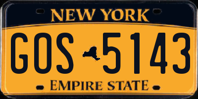 NY license plate GOS5143
