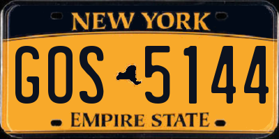 NY license plate GOS5144