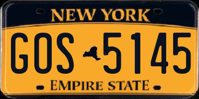 NY license plate GOS5145