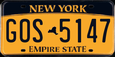 NY license plate GOS5147