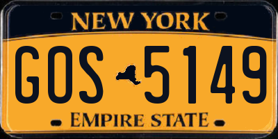 NY license plate GOS5149