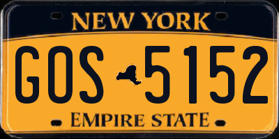 NY license plate GOS5152