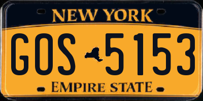 NY license plate GOS5153