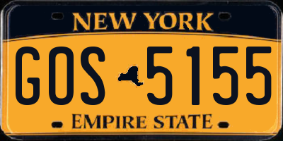 NY license plate GOS5155