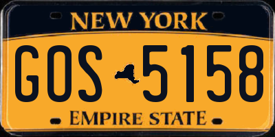 NY license plate GOS5158