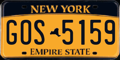 NY license plate GOS5159