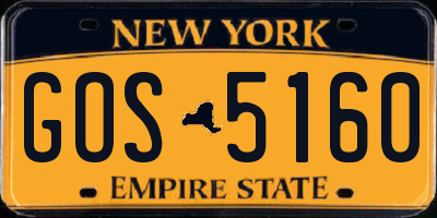 NY license plate GOS5160