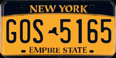NY license plate GOS5165