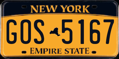 NY license plate GOS5167