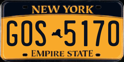 NY license plate GOS5170