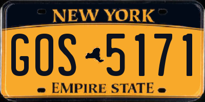 NY license plate GOS5171