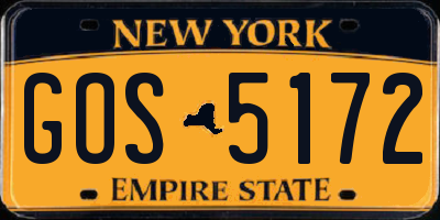 NY license plate GOS5172