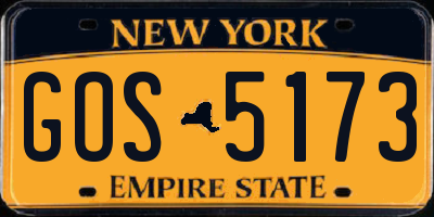 NY license plate GOS5173