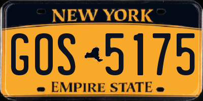 NY license plate GOS5175