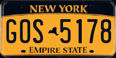 NY license plate GOS5178