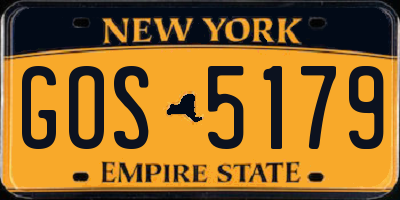 NY license plate GOS5179