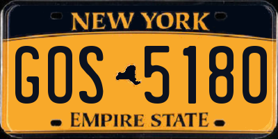NY license plate GOS5180