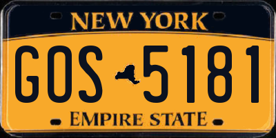 NY license plate GOS5181