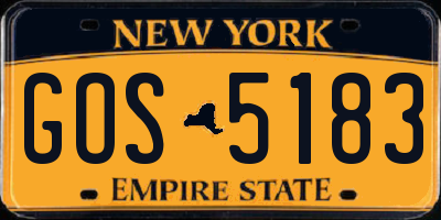 NY license plate GOS5183