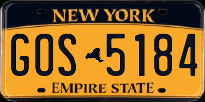 NY license plate GOS5184