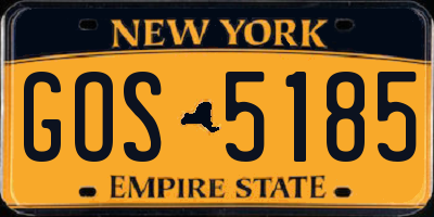 NY license plate GOS5185