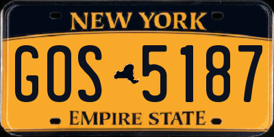 NY license plate GOS5187