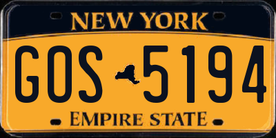 NY license plate GOS5194