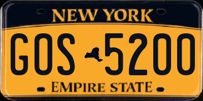 NY license plate GOS5200