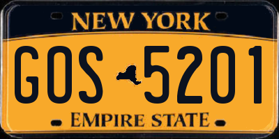 NY license plate GOS5201